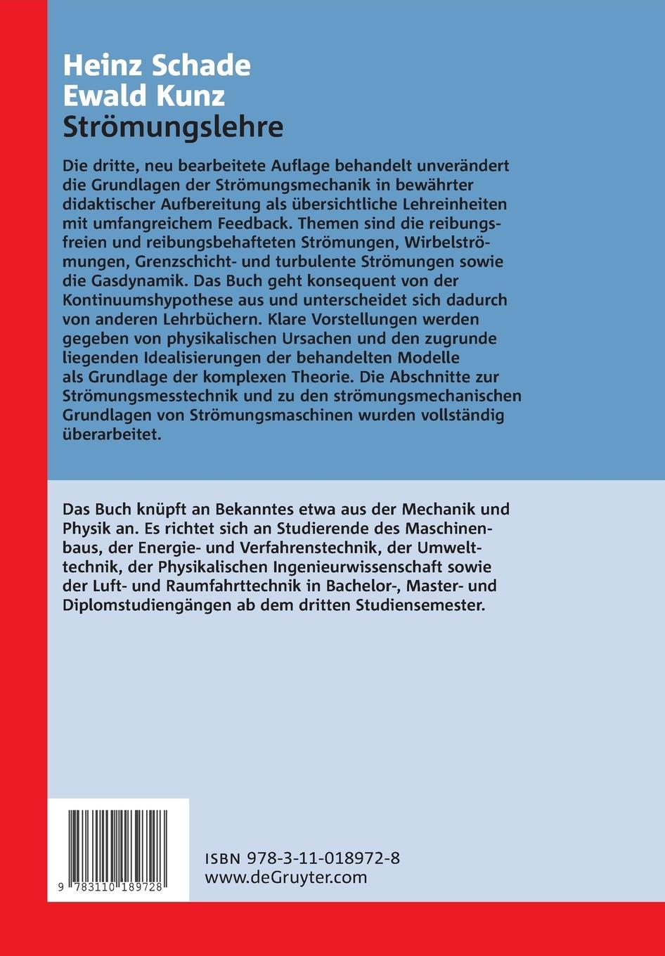 Rückseite: 9783110189728 | Strömungslehre | Heinz Schade (u. a.) | Taschenbuch | Deutsch | 2007
