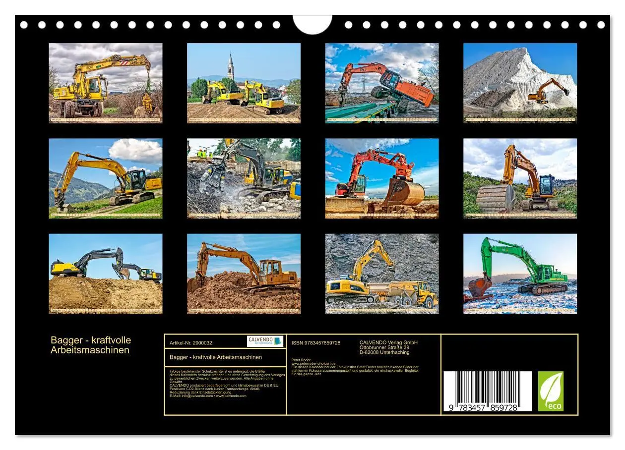 Bild: 9783457859728 | Bagger - kraftvolle Arbeitsmaschinen (Wandkalender 2026 DIN A4...