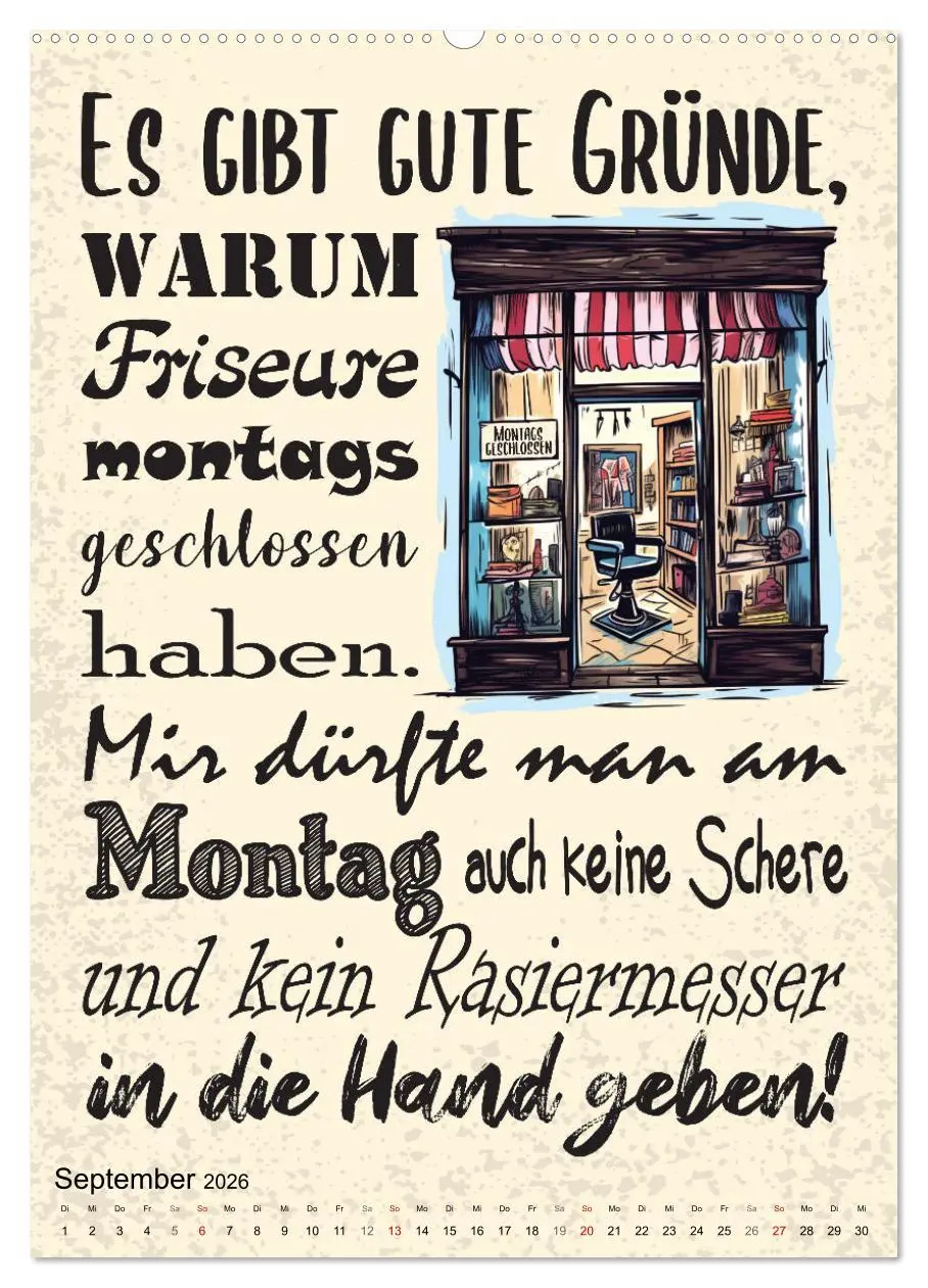 Bild: 9783516319828 | Haarige Friseursprüche (hochwertiger Premium Wandkalender 2026 DIN...