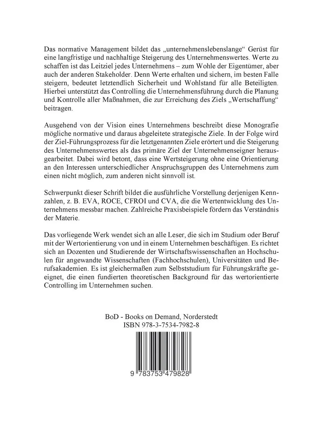 Rückseite: 9783753479828 | Wertorientiertes Controlling | Martin Wördenweber | Taschenbuch | 2022