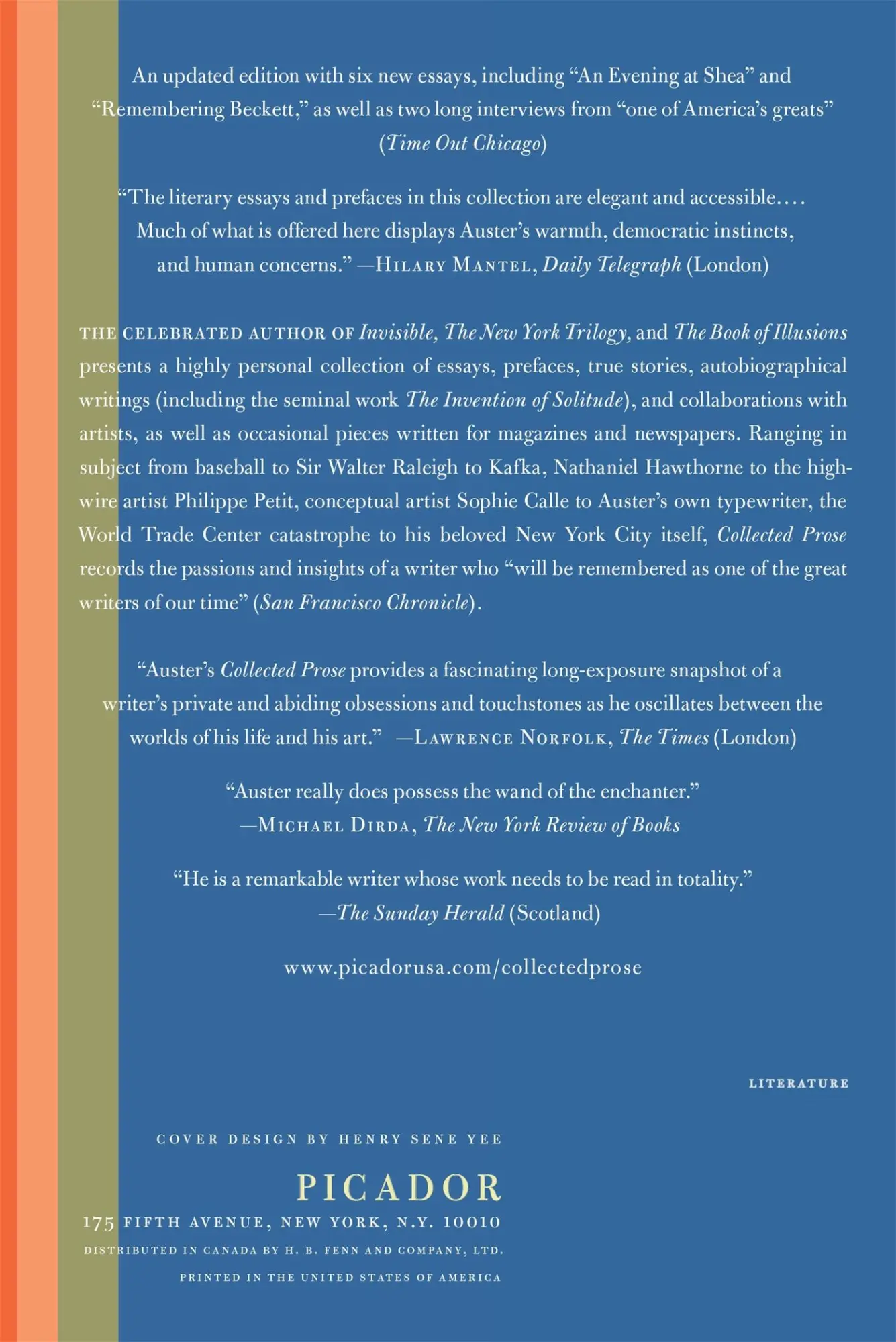 Rückseite: 9780312429928 | Collected Prose | Paul Auster | Taschenbuch | 593 S. | Englisch | 2010