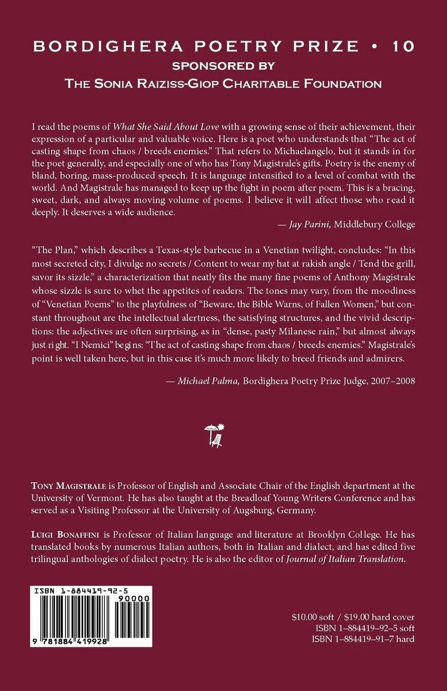 Rückseite: 9781884419928 | What She Says about Love | Tony Magistrale | Taschenbuch | Englisch