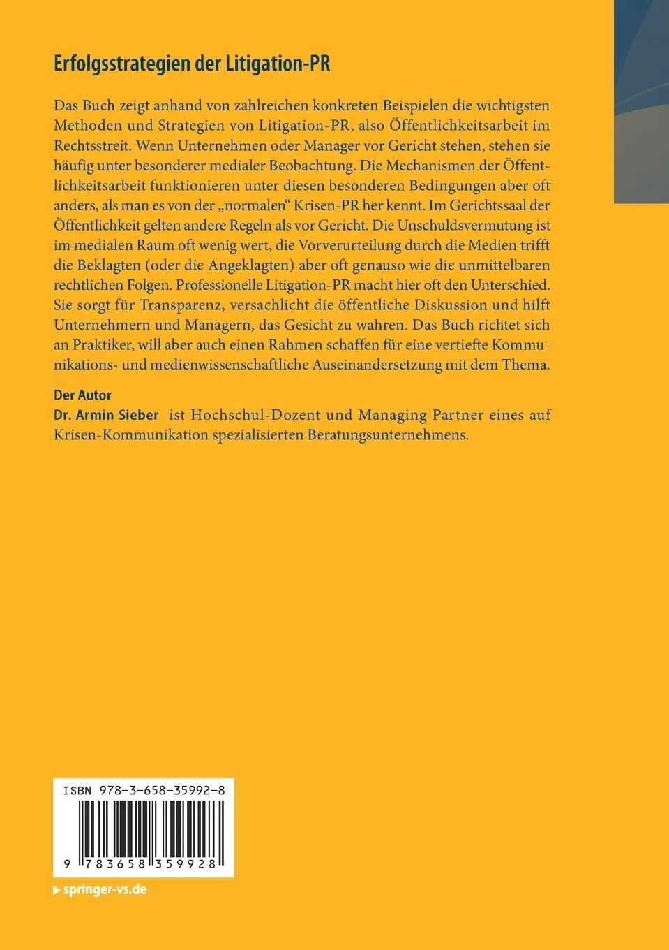 Rückseite: 9783658359928 | Erfolgsstrategien der Litigation-PR | Eine Einführung in die Praxis