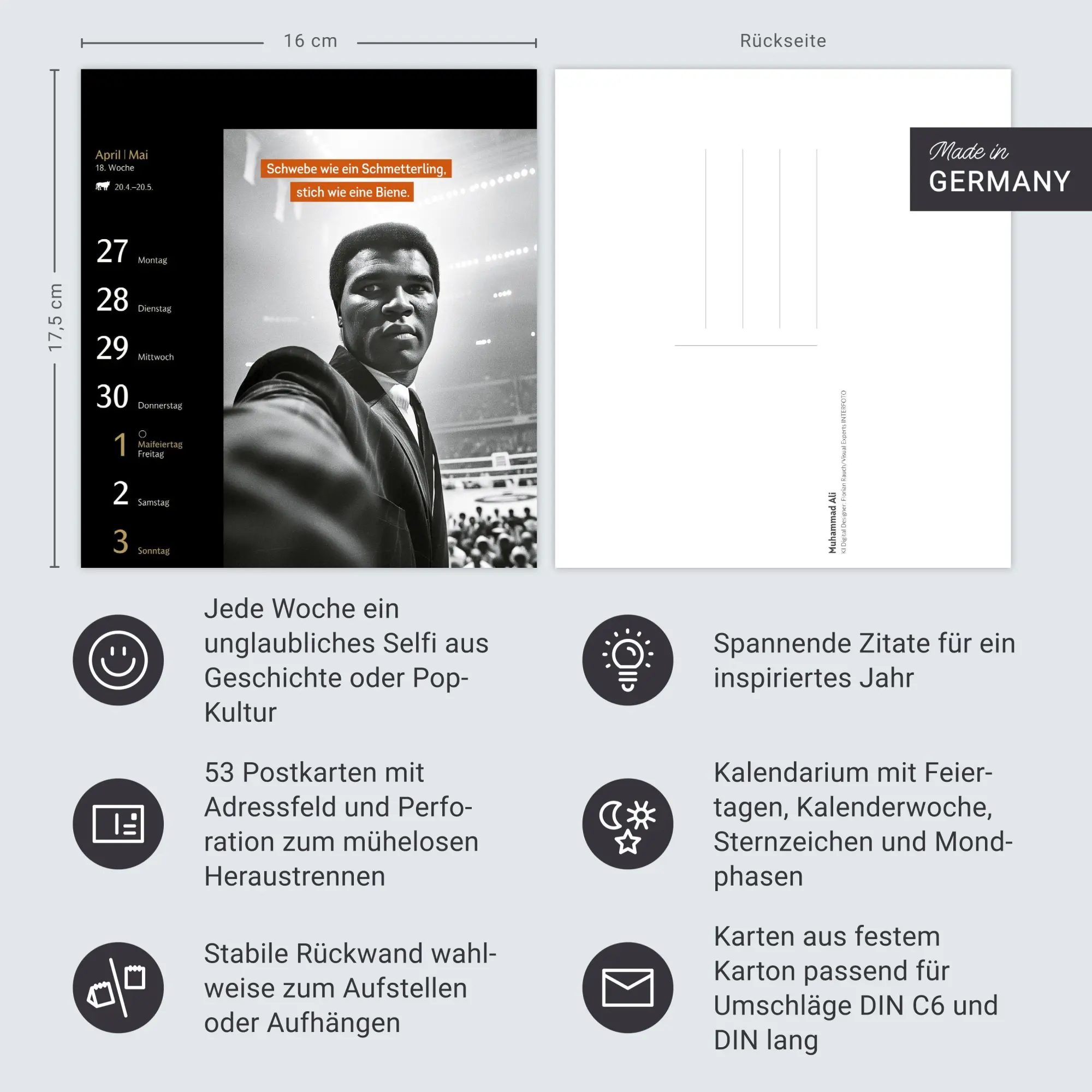 Bild: 9783840039928 | Impossible Selfies Postkartenkalender 2026 - Kuriose KI-Porträts,...