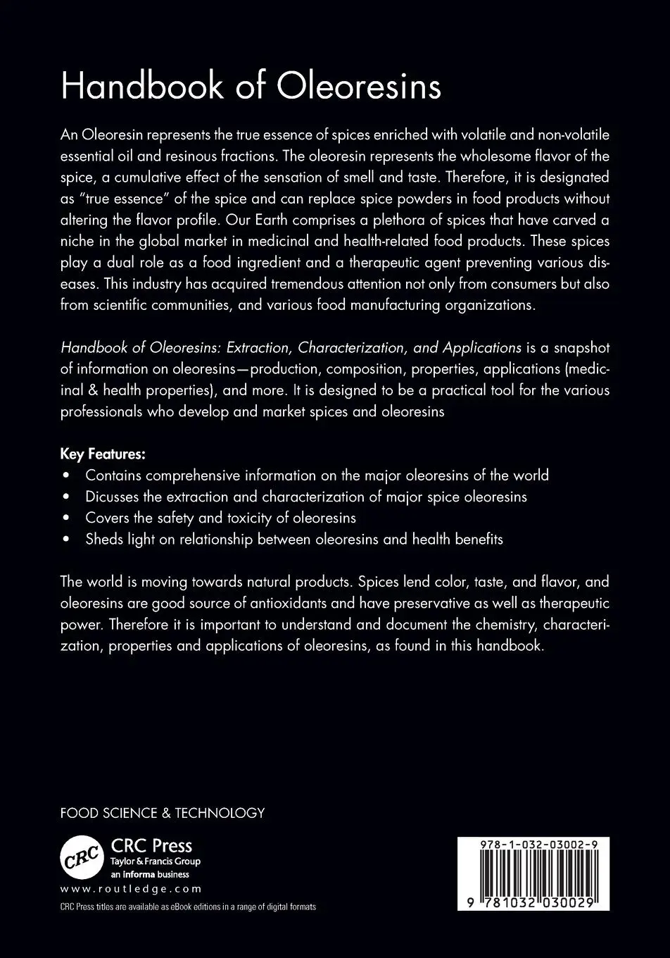 Rückseite: 9781032030029 | Handbook of Oleoresins | Gulzar Ahmad Nayik (u. a.) | Taschenbuch