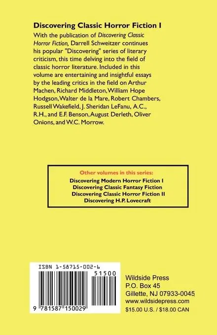 Rückseite: 9781587150029 | Discovering Classic Horror Fiction I | Darrell Schweitzer | Buch