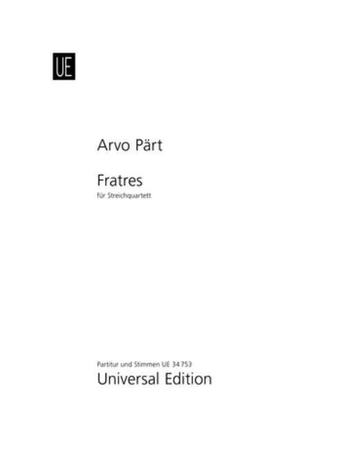 Cover: 9783702470029 | Fratres | Streichquartett. Partitur und Stimmen. | Arvo Pärt