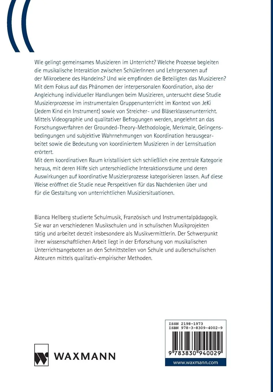 Rückseite: 9783830940029 | Koordinationsprozesse beim Musizieren im Instrumentalen...