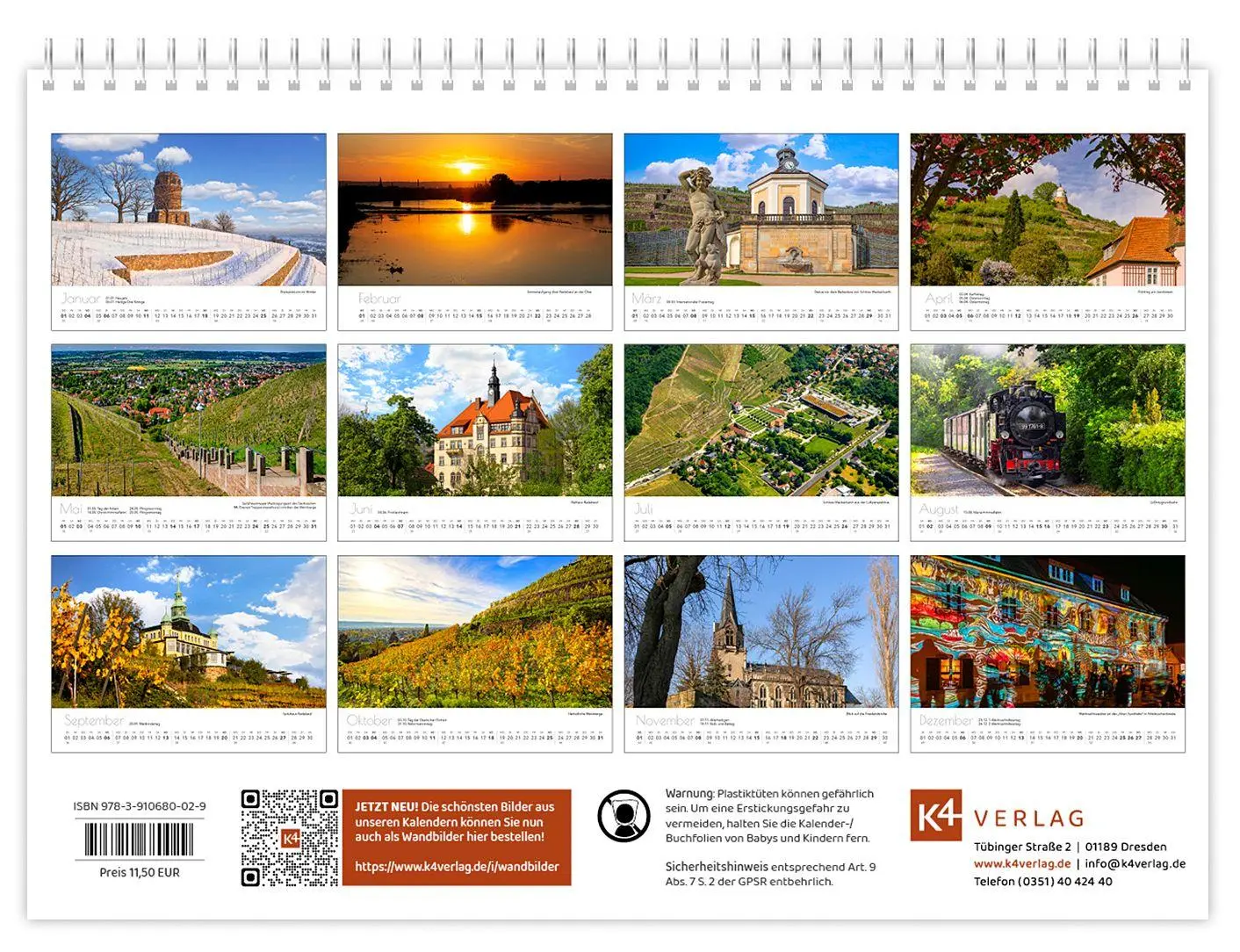 Bild: 9783910680029 | Radebeul kompakt 2026 | 21 x 15 cm weißes Kalendarium | Peter Schubert