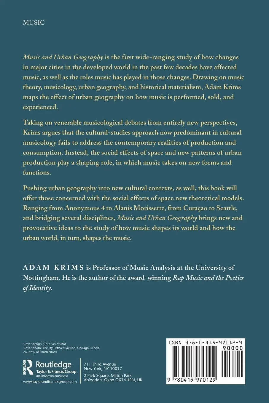 Rückseite: 9780415970129 | Music and Urban Geography | Adam Krims | Taschenbuch | Englisch | 2007