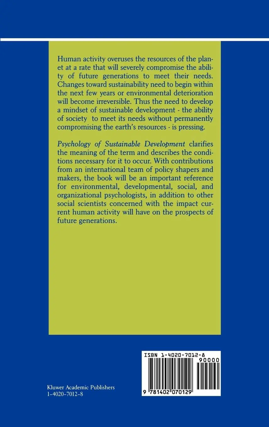 Rückseite: 9781402070129 | Psychology of Sustainable Development | Wesley P. Schultz (u. a.) | x