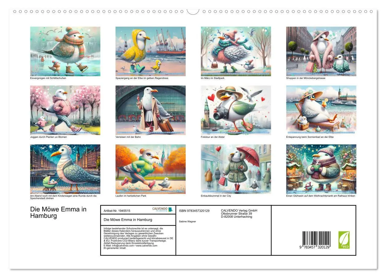 Bild: 9783457320129 | Die Möwe Emma in Hamburg (hochwertiger Premium Wandkalender 2026...