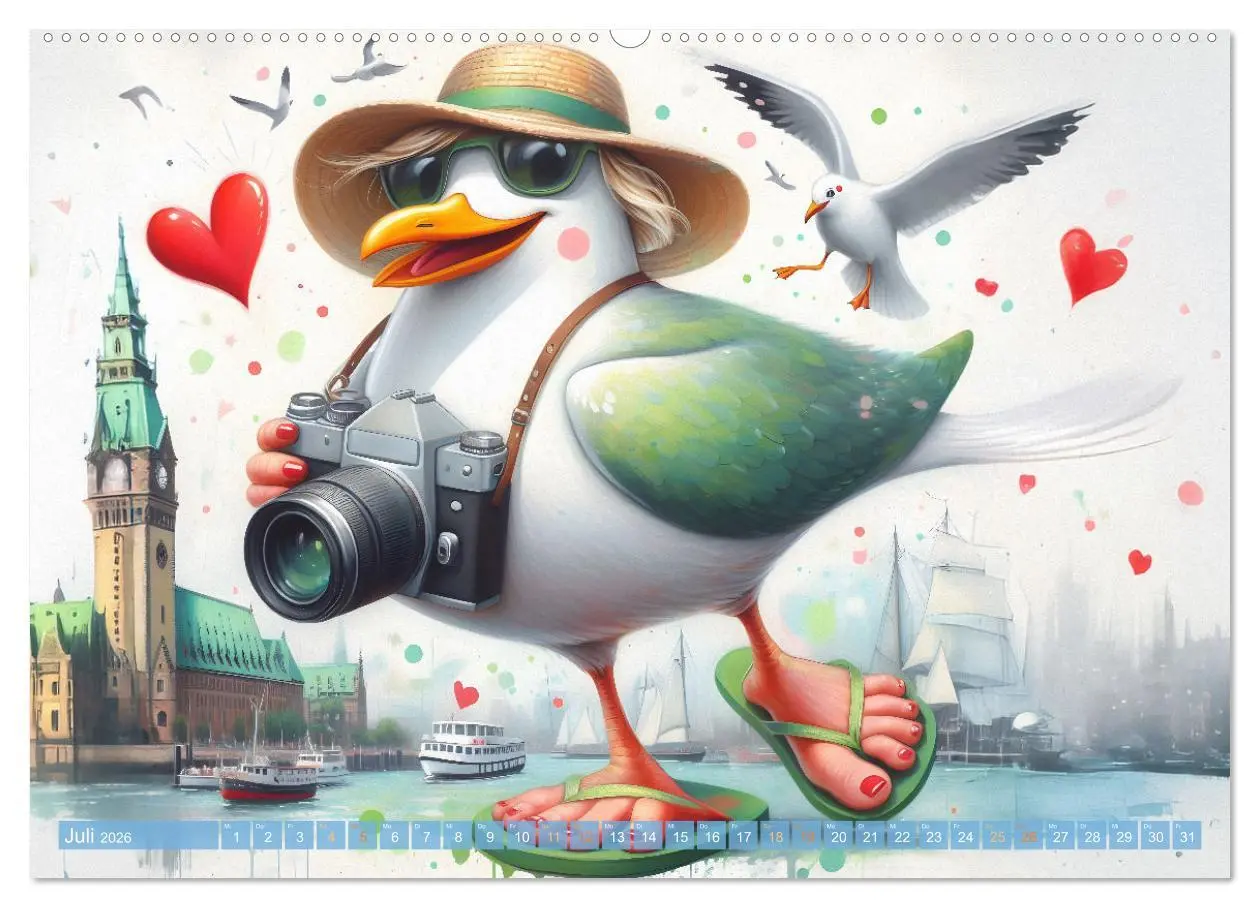Bild: 9783457320129 | Die Möwe Emma in Hamburg (hochwertiger Premium Wandkalender 2026...
