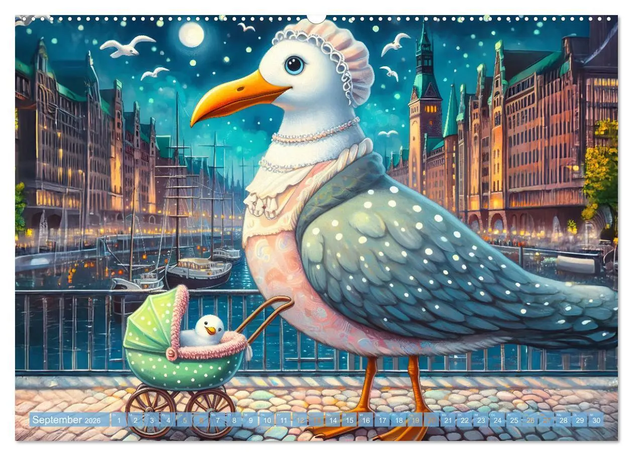Bild: 9783457320129 | Die Möwe Emma in Hamburg (hochwertiger Premium Wandkalender 2026...