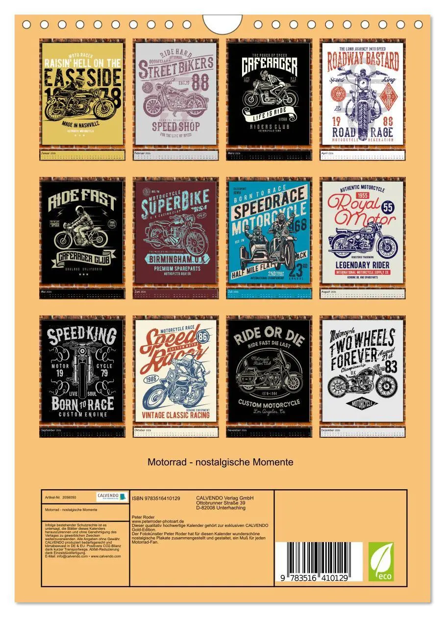Bild: 9783516410129 | Motorrad - nostalgische Momente (Wandkalender 2026 DIN A4 hoch),...
