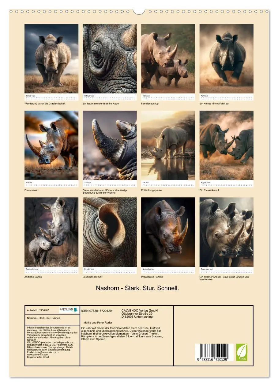 Bild: 9783516720129 | Nashorn - Stark. Stur. Schnell. (hochwertiger Premium Wandkalender...