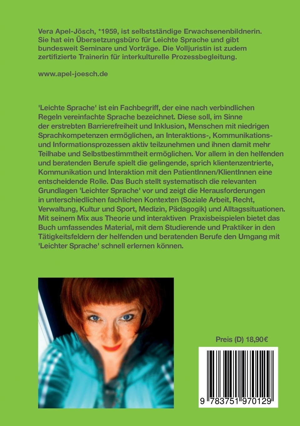 Rückseite: 9783751970129 | Leichte Sprache | Vera Apel-Jösch | Taschenbuch | Paperback | 260 S.