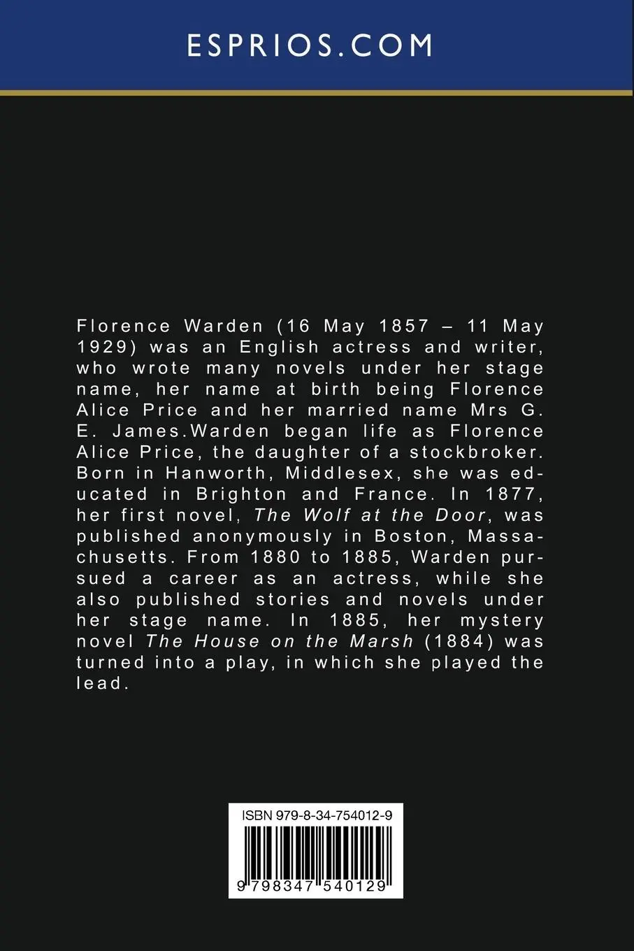 Rückseite: 9798347540129 | A Lady in Black (Esprios Classics) | Florence Warden | Taschenbuch