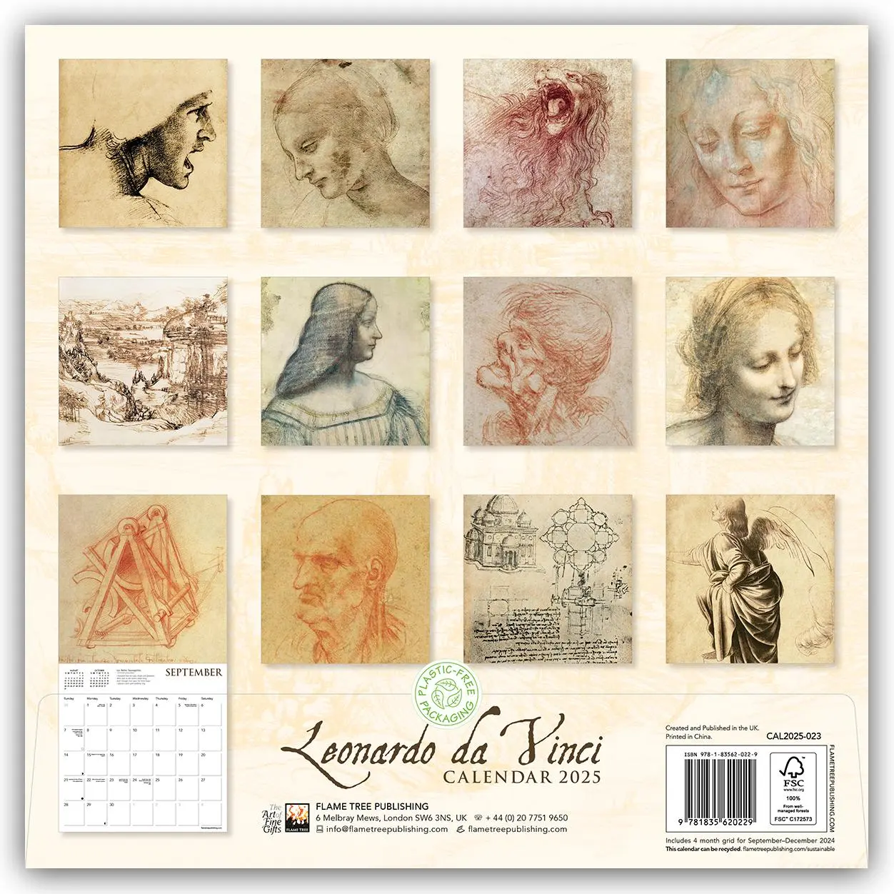 Rückseite: 9781835620229 | Leonardo Da Vinci Wall Calendar 2025 (Art Calendar) | Publishing