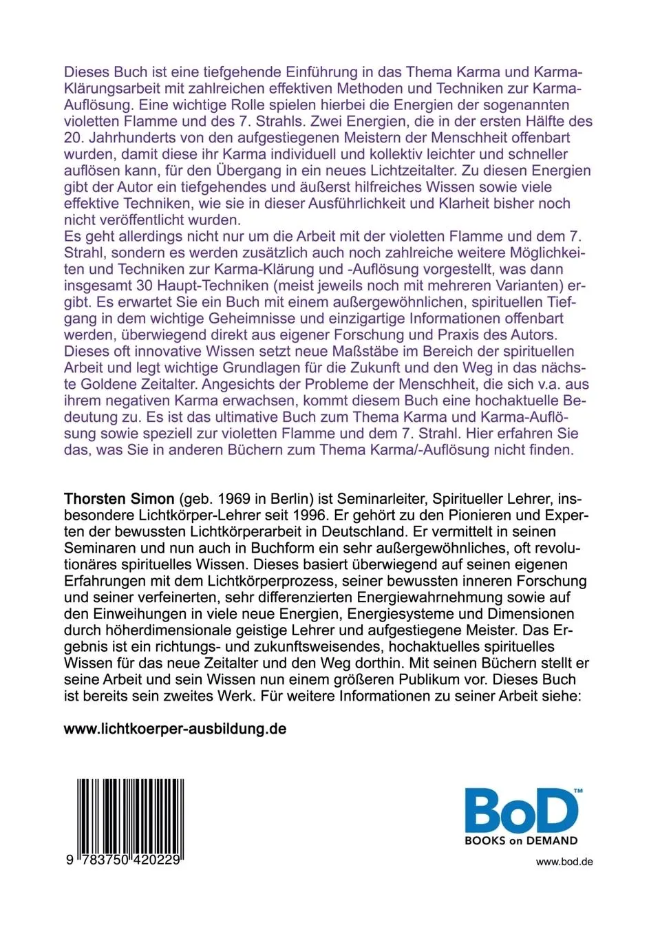 Rückseite: 9783750420229 | Die violette Flamme und der 7. Strahl | Thorsten Simon | Taschenbuch