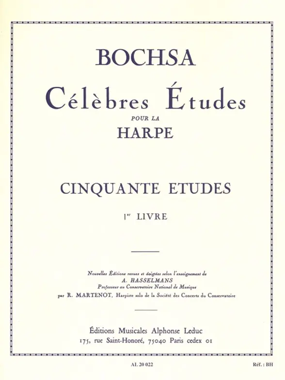 Cover: 9790046200229 | Célèbre études vol,1 pour la harpe | Robert Nicholas Charles Bochsa