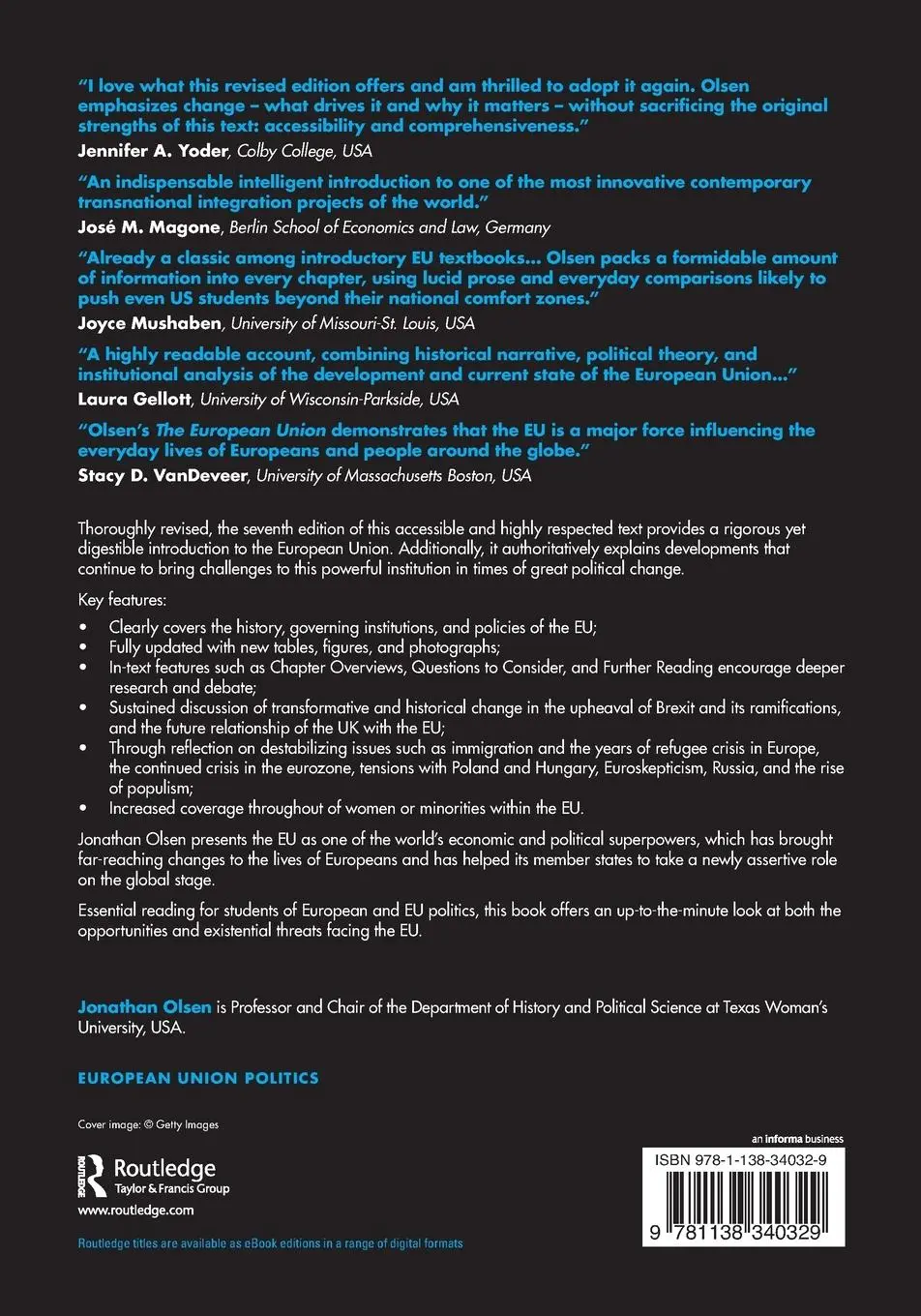 Rückseite: 9781138340329 | The European Union | Politics and Policies | Jonathan Olsen | Buch