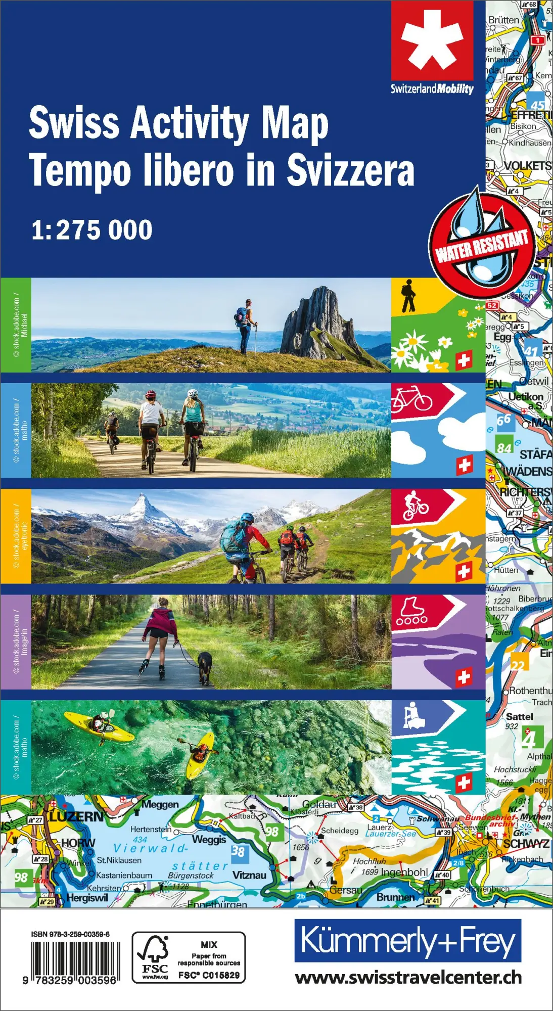 Rückseite: 9783259300329 | Kümmerly+Frey Wanderkarte Freizeitkarte Schweiz 1:275.000 | Deutsch