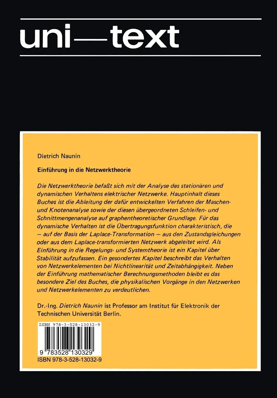 Rückseite: 9783528130329 | Einführung in die Netzwerktheorie | Dietrich Naunin | Taschenbuch