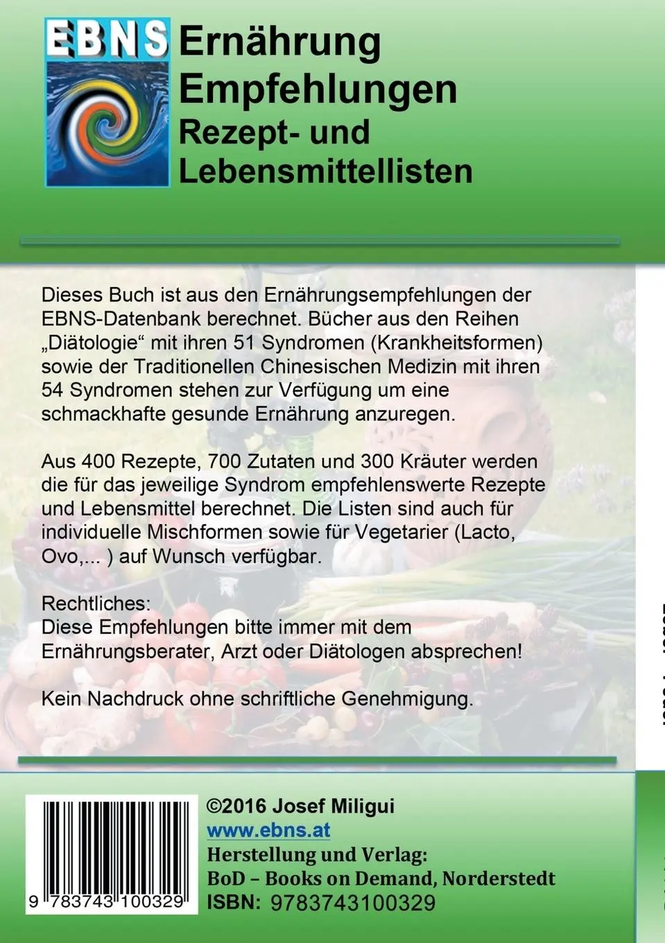 Rückseite: 9783743100329 | Ernährung - TCM - Leber - Feuer | Josef Miligui | Taschenbuch | 56 S.