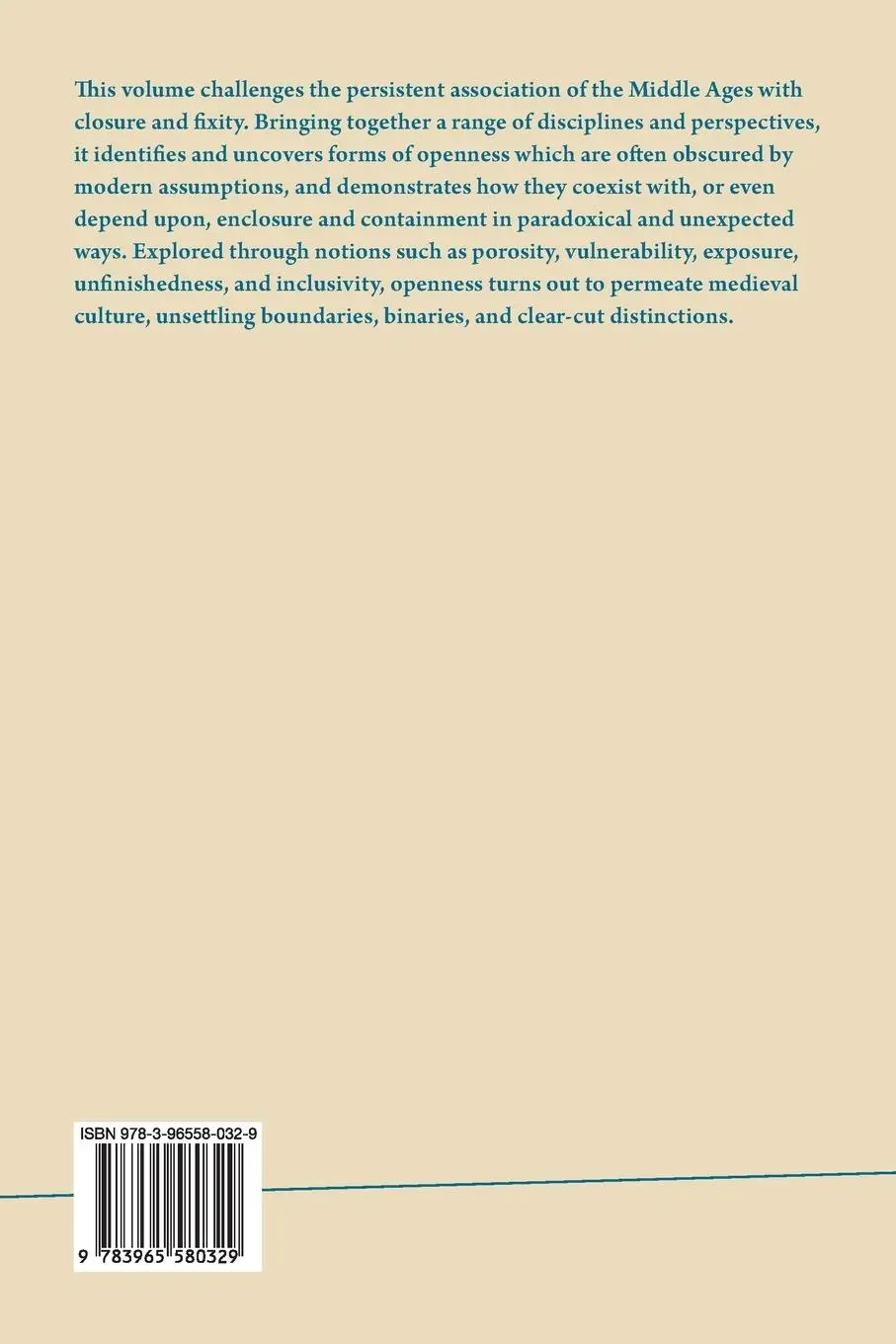 Rückseite: 9783965580329 | Openness in Medieval Europe | Manuele Gragnolati (u. a.) | Taschenbuch