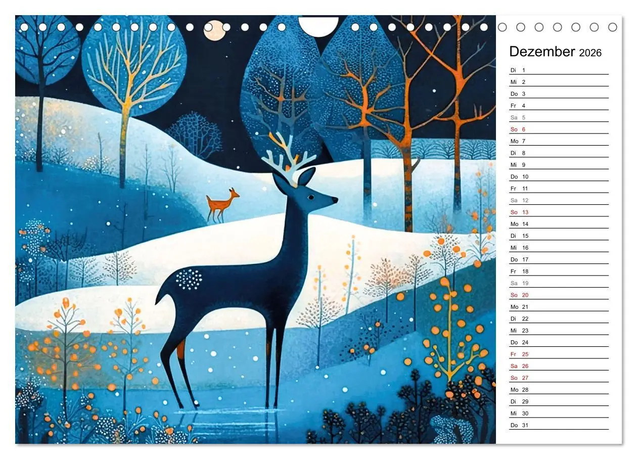Bild: 9783457380529 | Waldtiere, bunt und naiv (Wandkalender 2026 DIN A4 quer), CALVENDO...