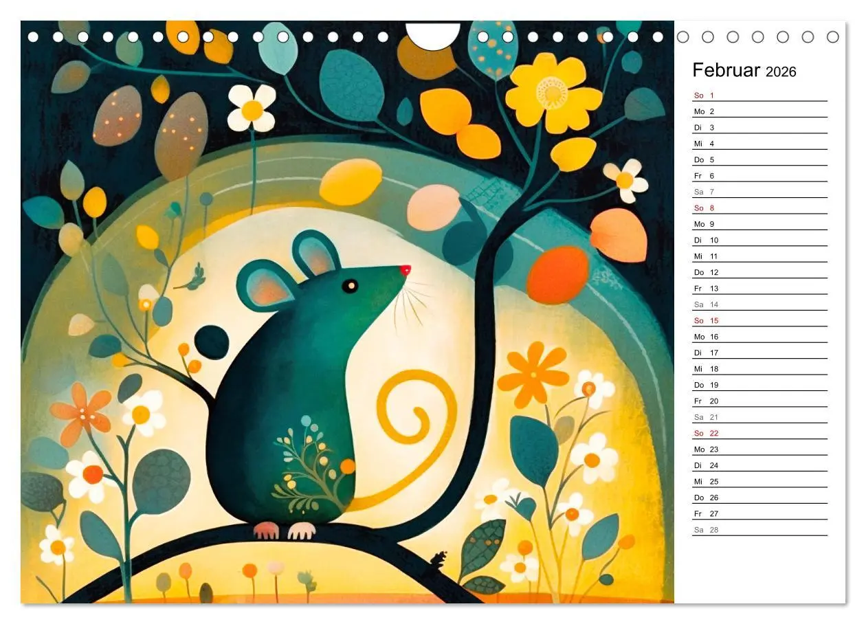 Bild: 9783457380529 | Waldtiere, bunt und naiv (Wandkalender 2026 DIN A4 quer), CALVENDO...