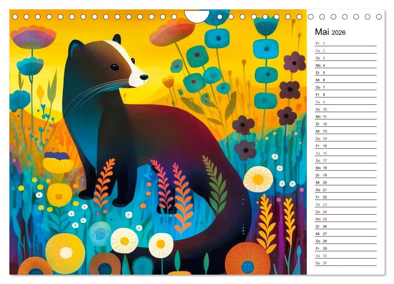 Bild: 9783457380529 | Waldtiere, bunt und naiv (Wandkalender 2026 DIN A4 quer), CALVENDO...