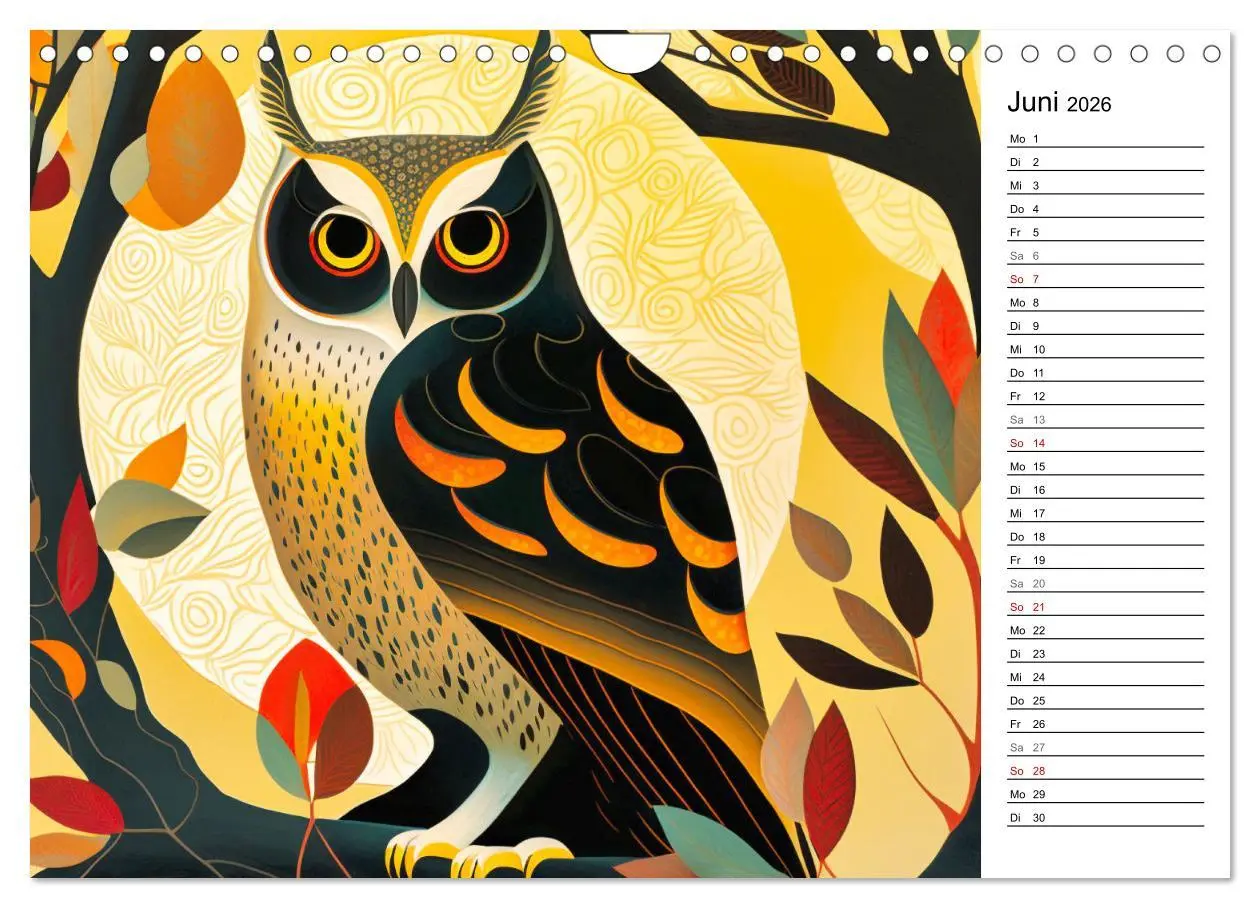 Bild: 9783457380529 | Waldtiere, bunt und naiv (Wandkalender 2026 DIN A4 quer), CALVENDO...