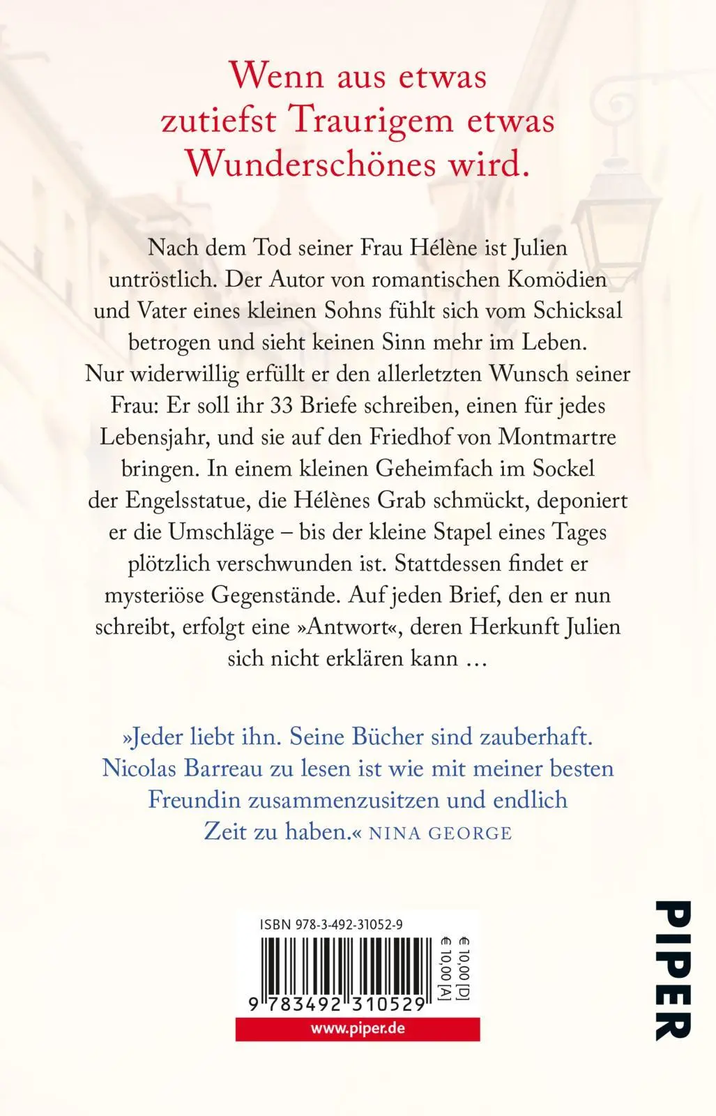 Rückseite: 9783492310529 | Die Liebesbriefe von Montmartre | Roman | Nicolas Barreau | Buch