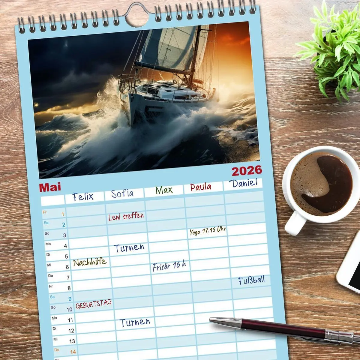 Bild: 9783516610529 | Familienplaner 2026 - Mit dem Wind um die Welt - segeln mit 5...