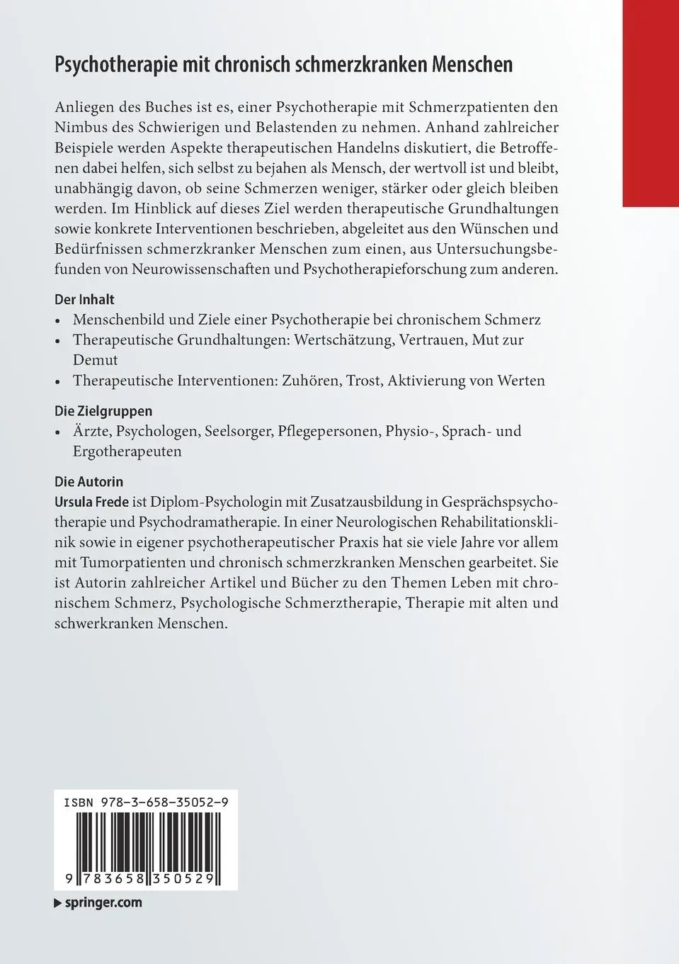 Rückseite: 9783658350529 | Psychotherapie mit chronisch schmerzkranken Menschen | Ursula Frede