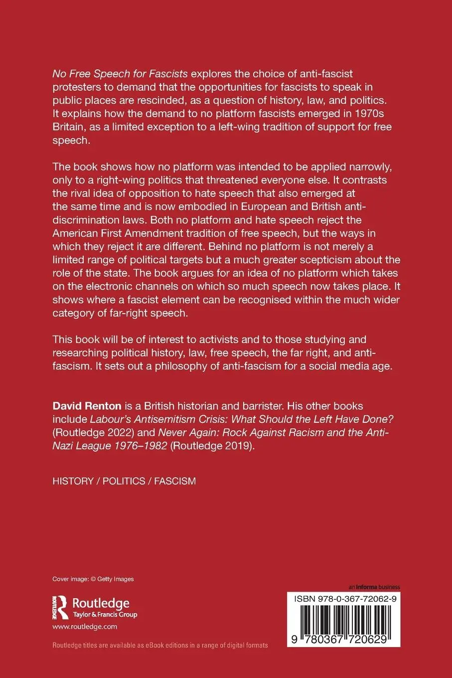 Rückseite: 9780367720629 | No Free Speech for Fascists | David Renton | Taschenbuch | Englisch