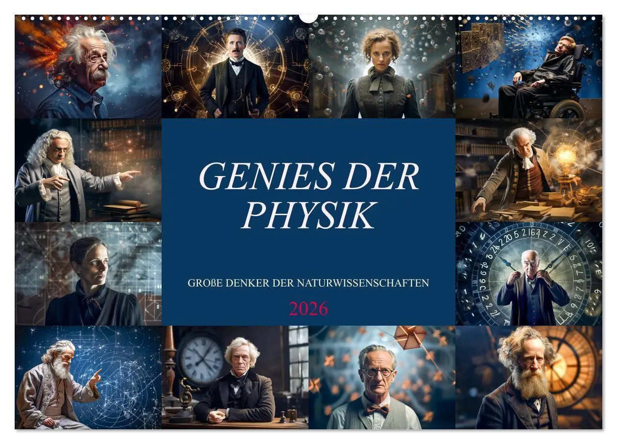 Cover: 9783457510629 | Genies der Physik (Wandkalender 2026 DIN A2 quer), CALVENDO...