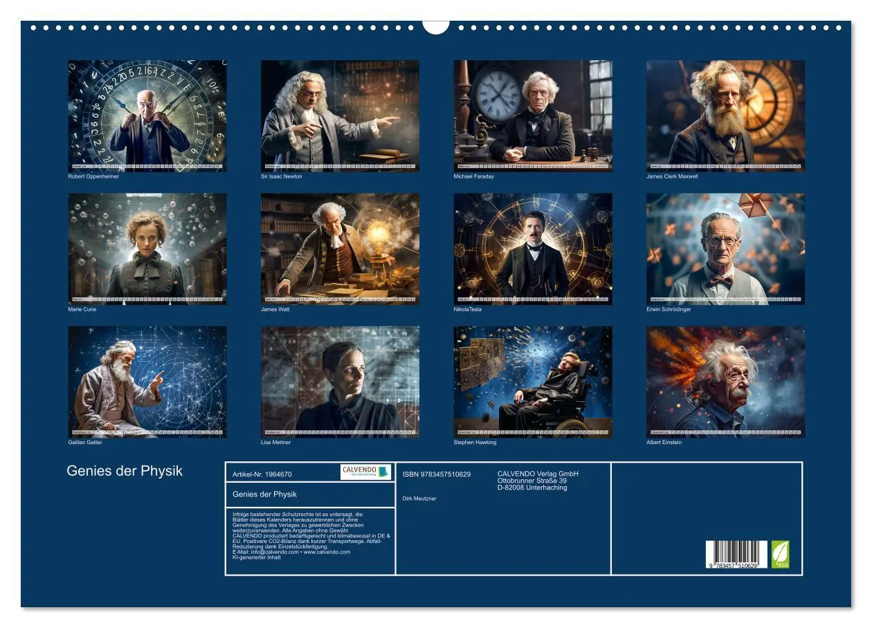 Bild: 9783457510629 | Genies der Physik (Wandkalender 2026 DIN A2 quer), CALVENDO...