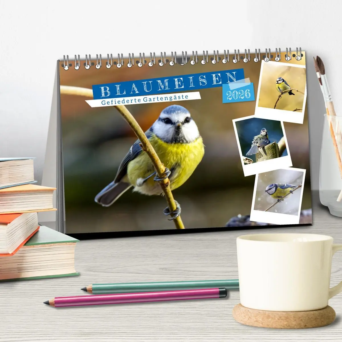 Bild: 9783457820629 | Gefiederte Gartengäste, Blaumeisen (Tischkalender 2026 DIN A5...