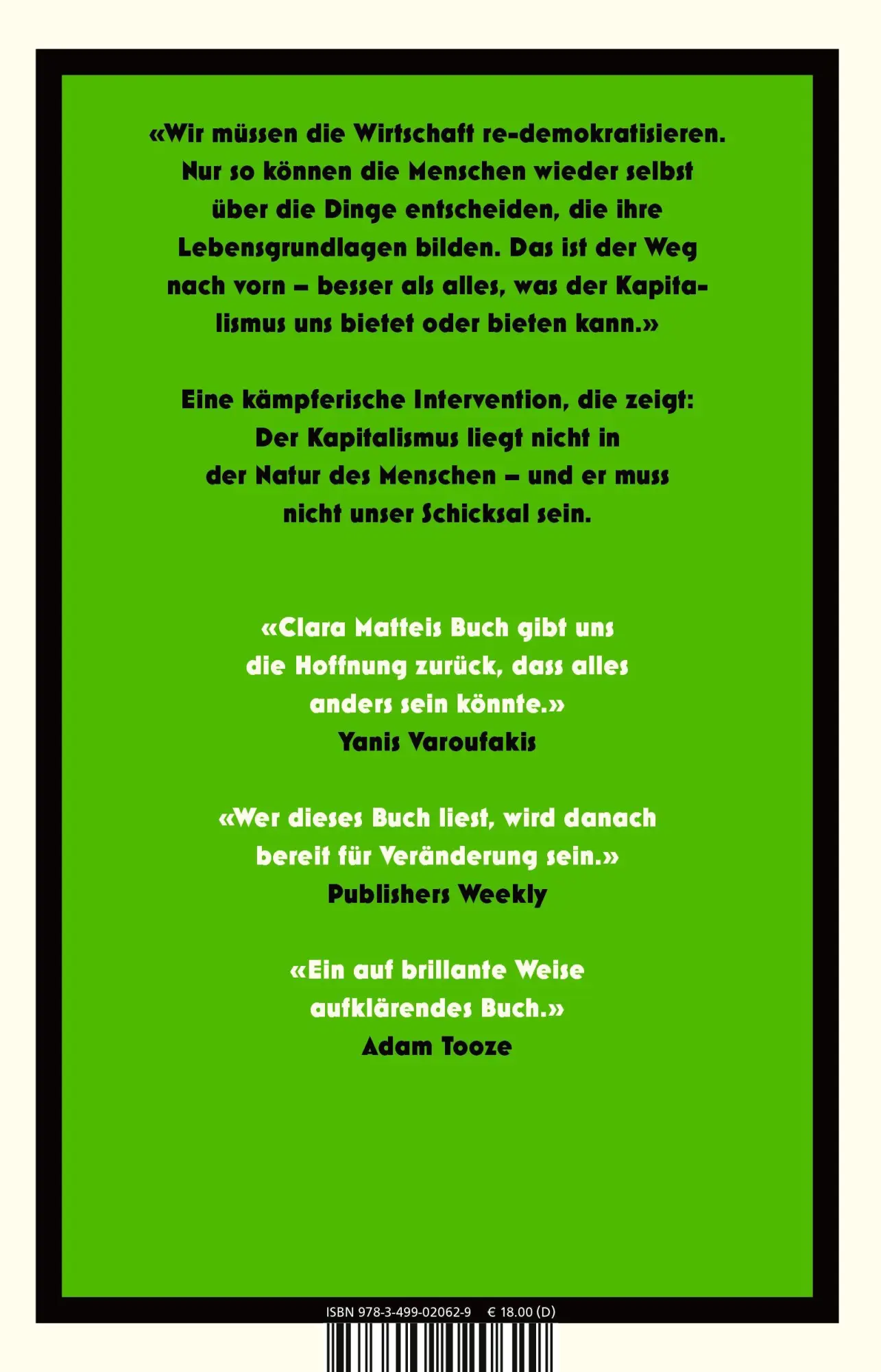 Rückseite: 9783499020629 | Escape from Capitalism | Clara E. Mattei | Taschenbuch | 192 S. | 2026