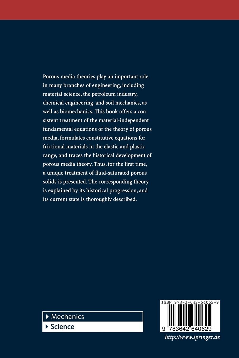 Rückseite: 9783642640629 | Theory of Porous Media | Reint de Boer | Taschenbuch | xvi | Englisch