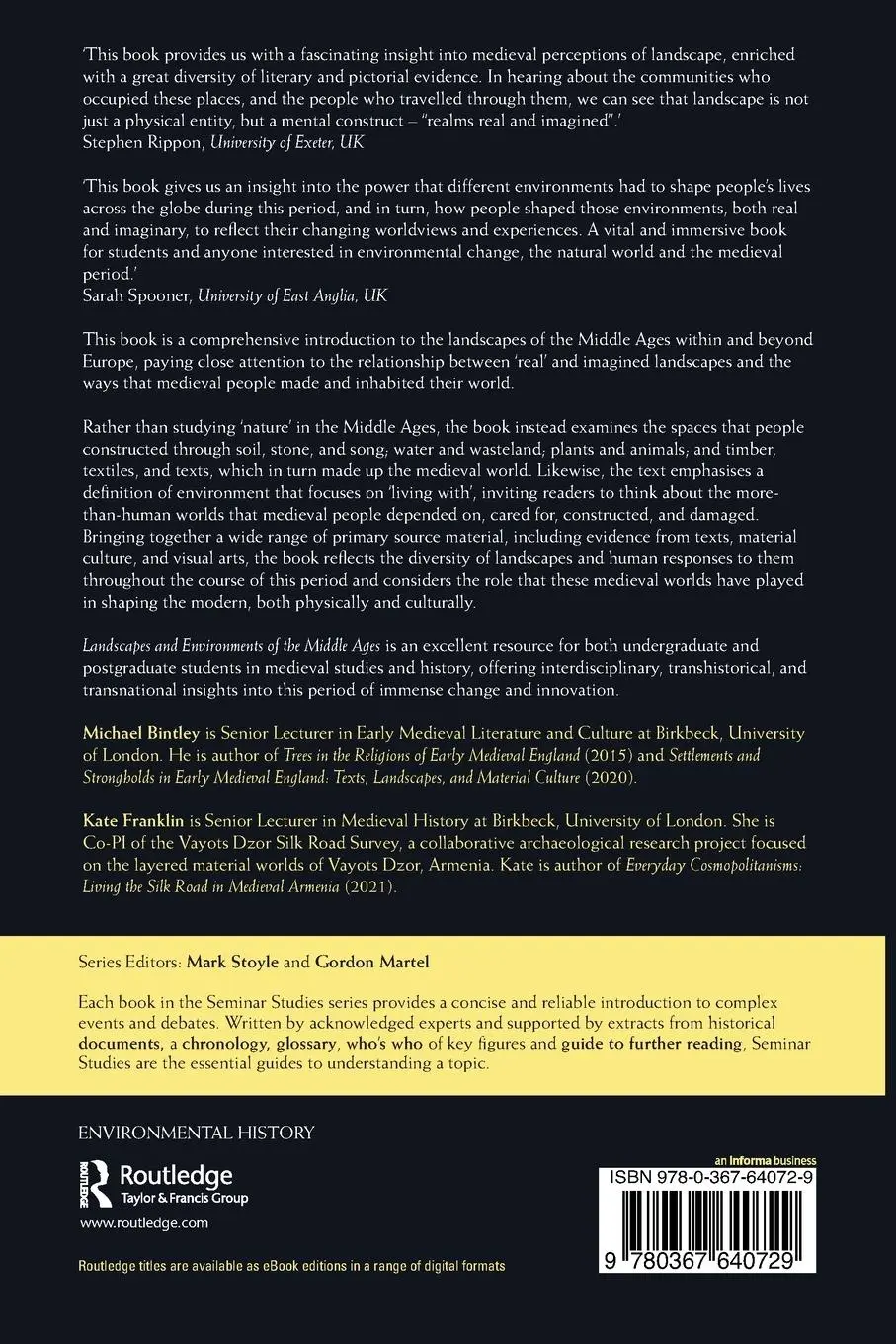Rückseite: 9780367640729 | Landscapes and Environments of the Middle Ages | Bintley (u. a.)