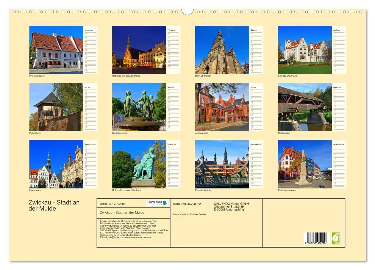 Bild: 9783457980729 | Zwickau - Stadt an der Mulde (Wandkalender 2026 DIN A2 quer),...