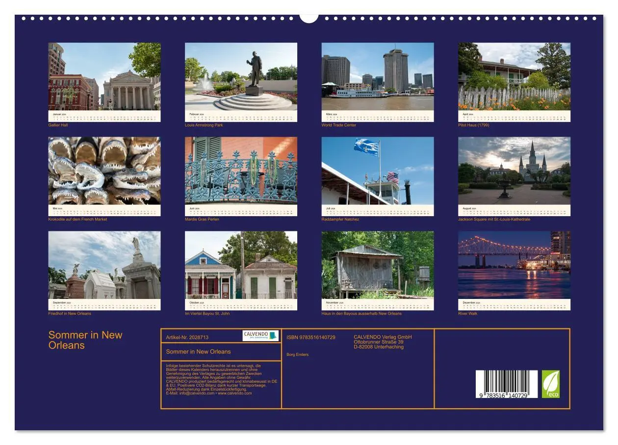 Bild: 9783516140729 | Sommer in New Orleans (hochwertiger Premium Wandkalender 2026 DIN...