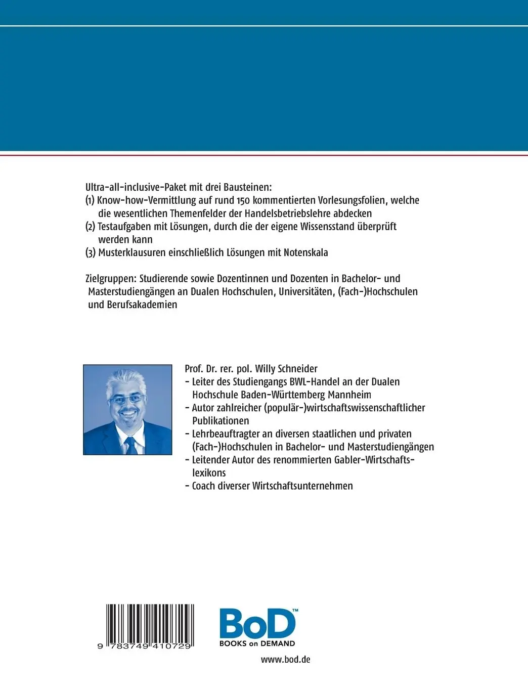 Rückseite: 9783749410729 | Grundlagen der Handelsbetriebslehre ultra-all-inclusive | Schneider