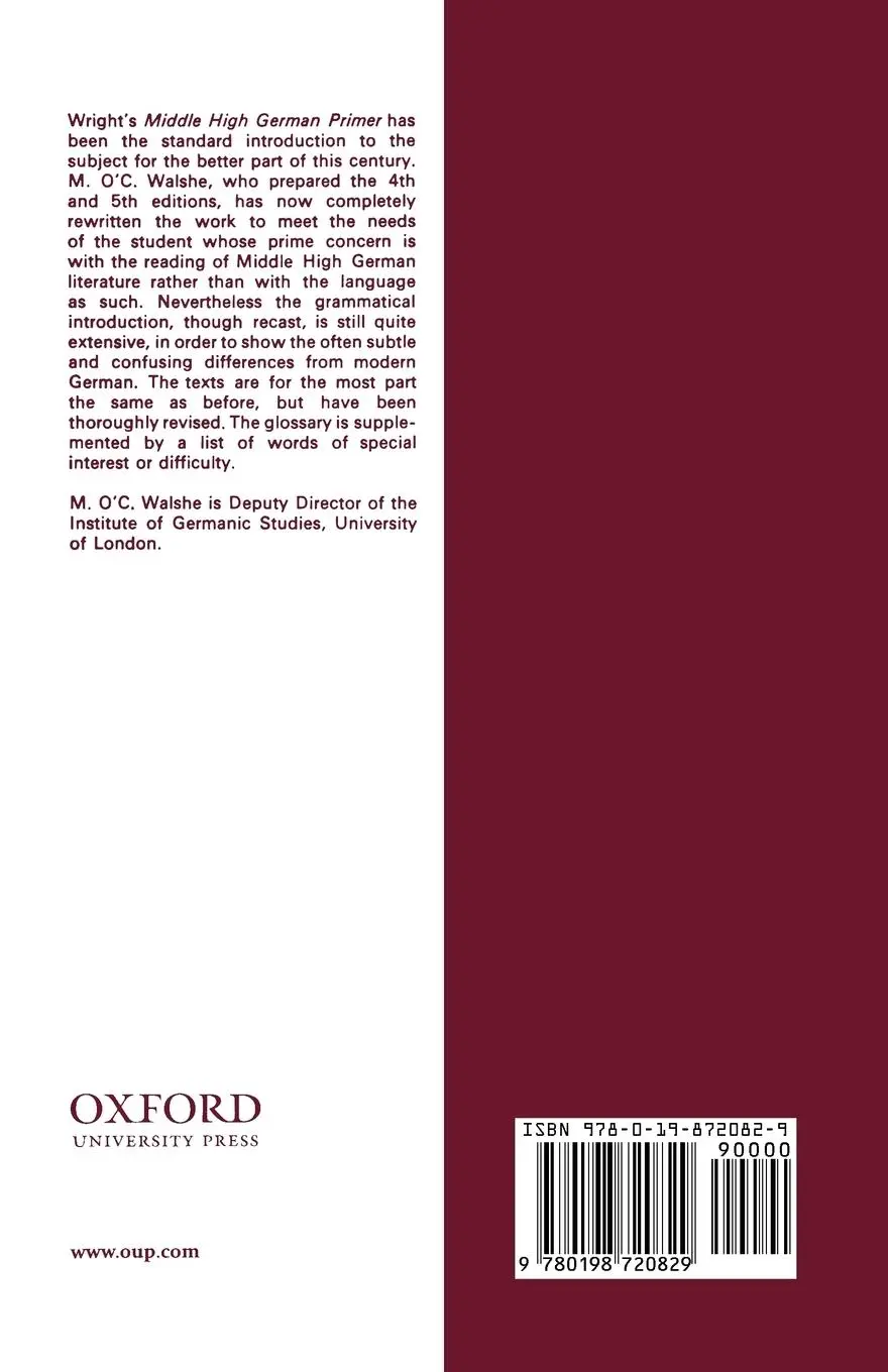 Rückseite: 9780198720829 | A Middle High German Reader | M. O. Walshe (u. a.) | Taschenbuch