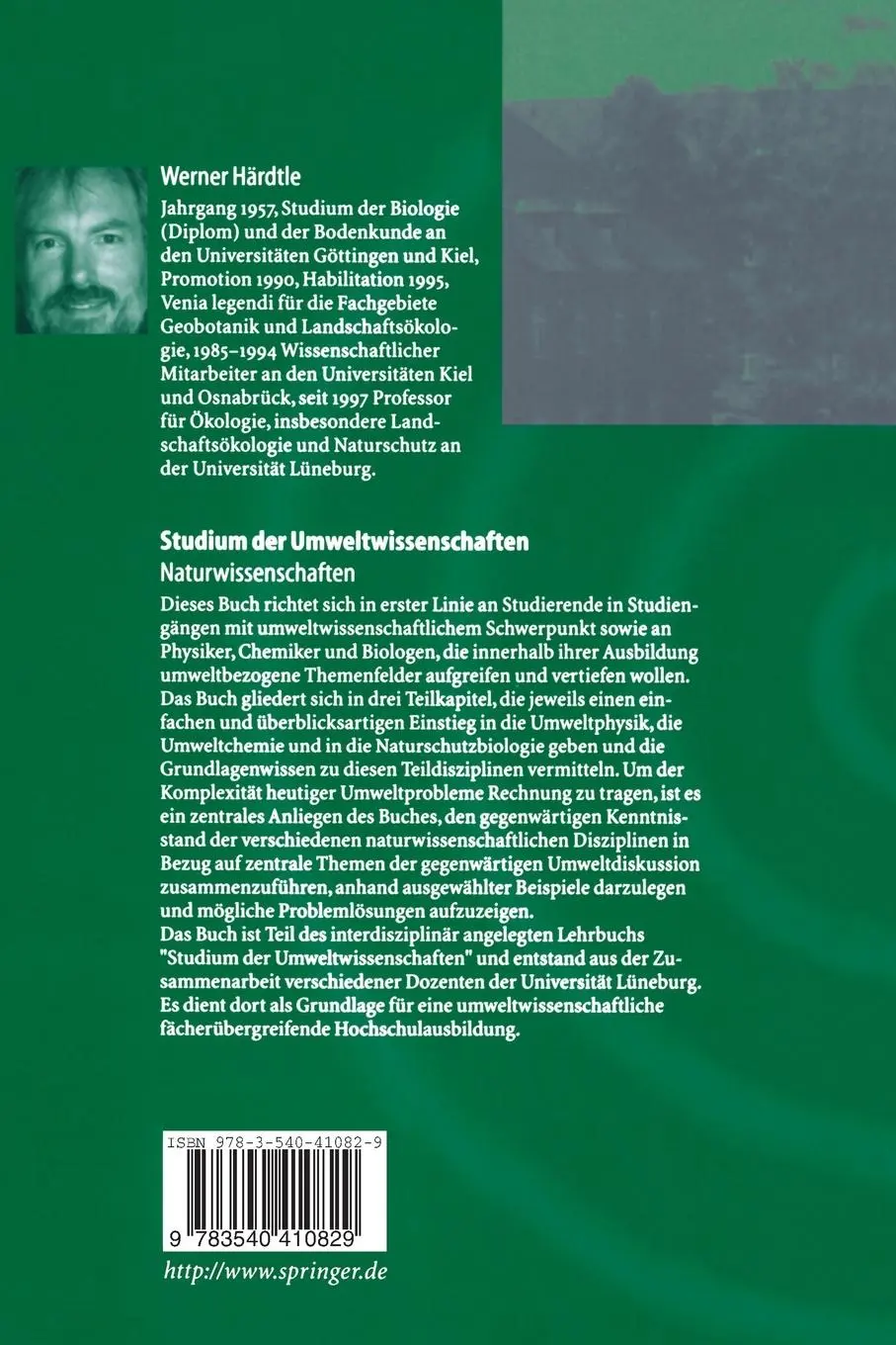 Rückseite: 9783540410829 | Studium der Umweltwissenschaften | Naturwissenschaften | Härdtle | xix