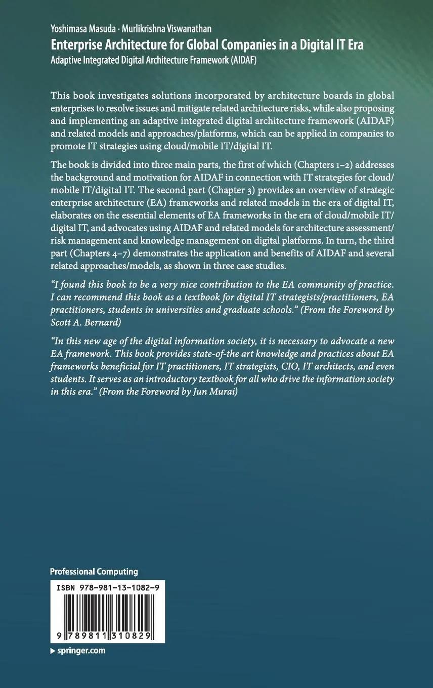 Rückseite: 9789811310829 | Enterprise Architecture for Global Companies in a Digital IT Era | xx